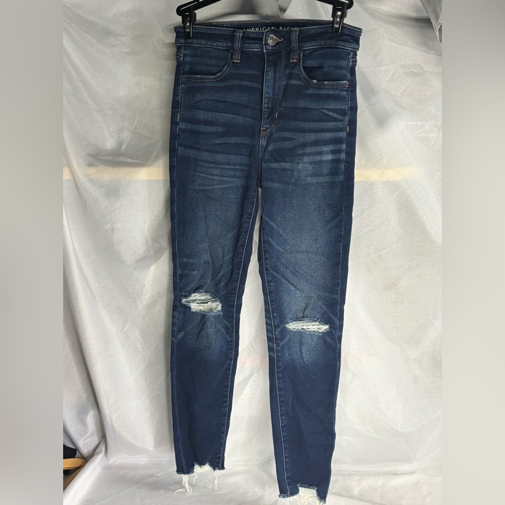 American Eagle Outfitters Dark‎ Blue Distressed Skinny Jeans